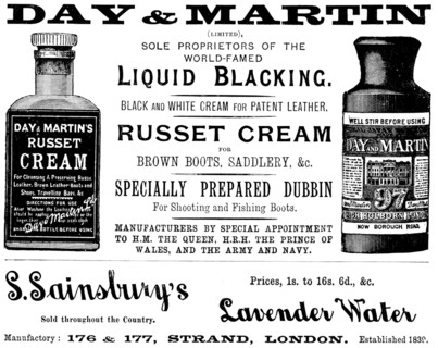 Advertisement for Day & Martin, blacking and dubbin, 1895. Creator: Unknown.