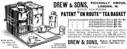Advertisement for Drew & Sons' Patent "En Route" Tea Basket, 1895. Creator: Unknown.