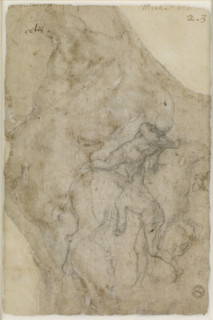 Two male Nudes and a Horse, 1501-1505.  Creator: Michelangelo Buonarroti.