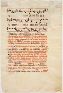 Gradual Leaf: Text with Musical Notation and Annotation, c1350. Creator: Lippo Vanni.