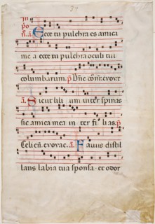 Antiphonary Leaf: Text with Musical Notation with Three Ornamental Letters, between 1270 and 1280. Creator: Master of Imola.