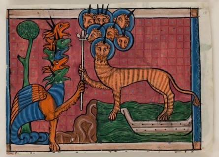 Apocalypse Leaf Fragment: The Beast of the Sea, c1295. Creator: Unknown.