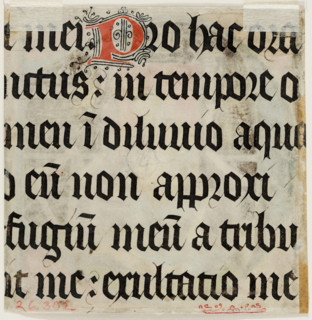 Leaf Fragment with Text with Ornamental "P", 15th century. Creator: Unknown.