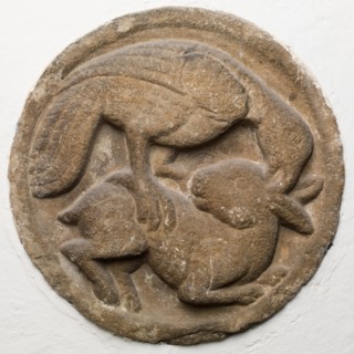 Roundel with Bird Attacking a Rabbit, between 12th and 13th century. Creator: Unknown.