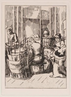 Men and Women with Baskets, c1930s. Creator: Thérèse Lessore.