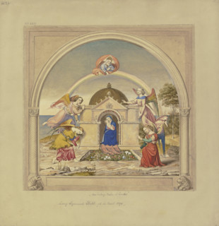 Angels carry the Holy Family's house from Nazareth to Loreto. Creator: Ludwig Sigismund Ruhl.