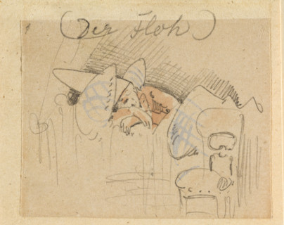 The disturbed but happily regained night's rest, (The Flea); 1, 1862. Creator: Wilhelm Busch.