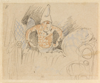 The disturbed but happily regained night's rest, (The Flea); 11, 1862. Creator: Wilhelm Busch.