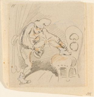 The disturbed but happily regained night's rest, (The Flea); 14, 1862. Creator: Wilhelm Busch.