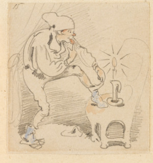 The disturbed but happily regained night's rest, (The Flea); 15, 1862. Creator: Wilhelm Busch.