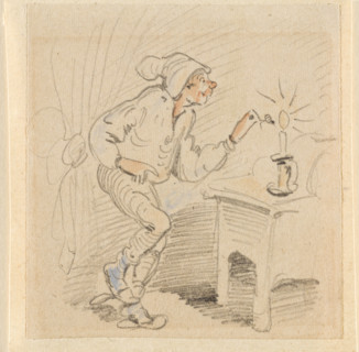 The disturbed but happily regained night's rest, (The Flea); 17, 1862. Creator: Wilhelm Busch.