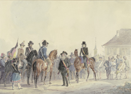 The leaders of the Palatinate-Baden uprising of 1849 Boening, Goegg, Blencker and his wife... Creator: Friedrich Kaiser.