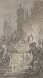 Marquis Ferdinand Mazzini stabs Count Hippolitus de Vereza, his daughter Julie's lover.., c1790-1792 Creator: Christian Sambach.