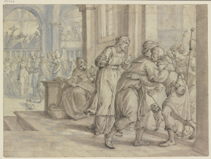 Tobias's visit to Raguël, 1610. Creator: Augustin Braun.