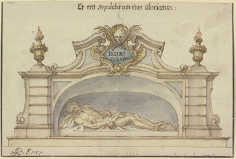 Christ in the tomb, 1757. Creator: Johann Georg Bergmuller.