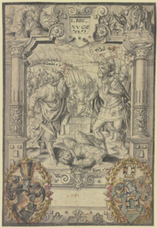 Truly, bitter is death! - Samuel, in the presence of King Saul, cuts the Amalekite king...(1580?). Creator: Hans Jakob Plepp.