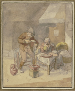 Farming family with two children eating a meal. Creators: Isaac van Ostade, Cornelis Dusart.