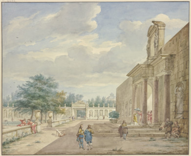Garden with a terrace and rich portal, 1773. Creator: Aert Schouman.