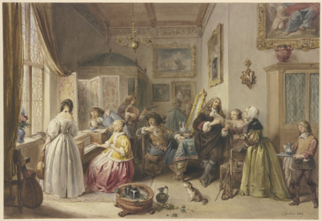 Gerhard Terborg visiting his niece, 1839. Creator: Jean-Baptiste Madou.