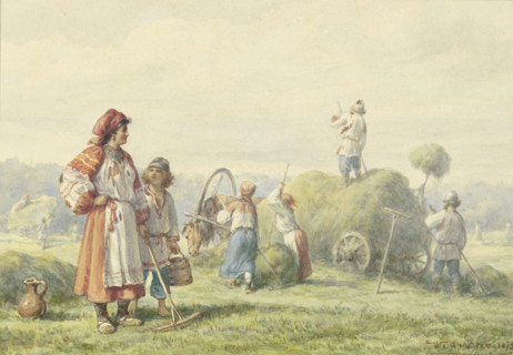 Hay harvest in Russia, 1875. Creator: Wilhelm Amandus Beer.