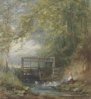 Goose girl at a lock, c1840-1890s Creator: Philipp Rumpf.