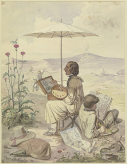 Painters Working Outdoors, 1842. Creator: Karl Heinrich Oeckinghaus.
