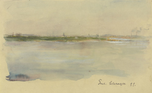 City at the riverside, 1899. Creator: Gustav Schraegle.