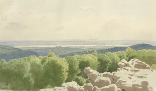 View from the Grauer Stein across the Rheingau region, 1863. Creator: Carl Theodor Reiffenstein.