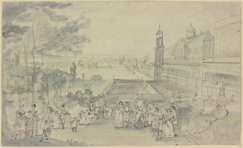 View of a castle with a garden party, mid-17th century. Creator: Johann Wilhelm Baur.