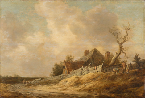 Dirt Road with Farmhouse and Board Fence, 1629. Creator: Jan van Goyen.