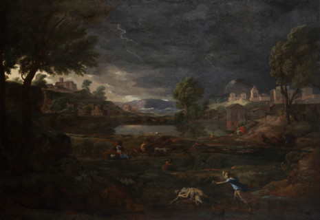 Landscape during a Thunderstorm with Pyramus and Thisbe, 1651. Creator: Nicolas Poussin.