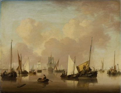 Boats and Sailboats on a Quiet Sea, c1780. Creator: Jan van Os.