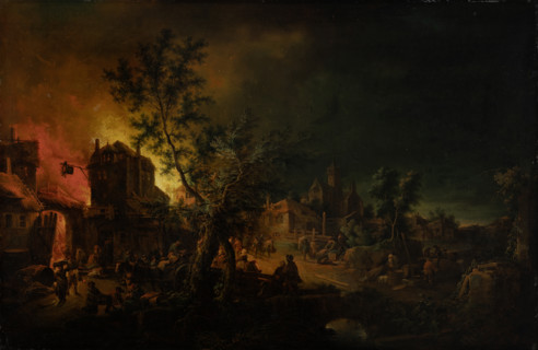 Conflagration at Night, 1762-1769. Creator: Johann Georg Trautmann.