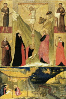 The Crucifixion, the Nativity and Saints, c1330-1335. Creator: Ambrogio Lorenzetti.