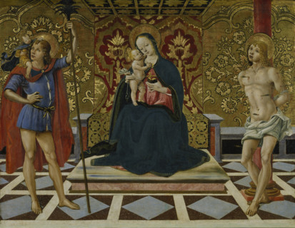 Virgin and Child Enthroned with Saints Christopher and Sebastian, c1498-1525. Creator: Fiorenzo di Lorenzo.