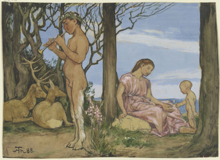 Faun and nymph, 1888. Creator: Hans Thoma.