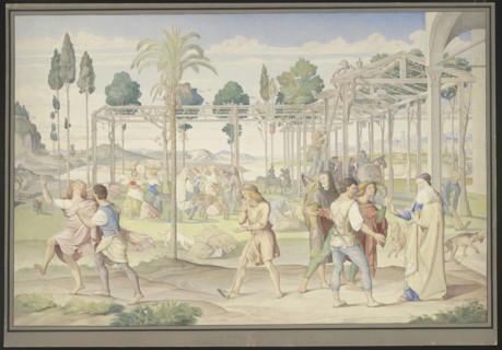 The parable of the laborers in the vineyard, Primaticcio's Garden of Vertumnus..., 1821. Creator: Johann Anton Ramboux.
