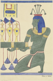 Depiction of a celebrating Egyptian in the Valley of the Kings, 1829. Creator: Friedrich Maximilian Hessemer.
