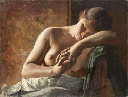 Model study of a sleeping girl, c1890. Creator: Wilhelm Altheim.