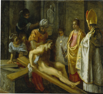 The Frankfurt Altarpiece of the Exaltation of the True Cross: The Testing..., 1603-1605. Creator: Adam Elsheimer.