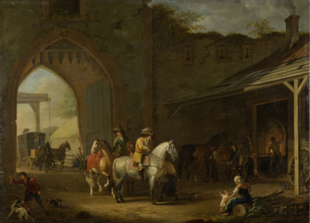 Horsemen at the Blacksmith's, 1787. Creator: Johann Georg Pforr.
