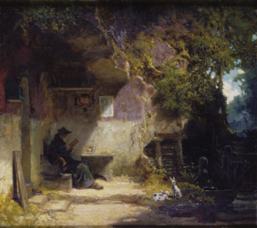 The Hermit in front of His Retreat, 1844. Creator: Carl Spitzweg.