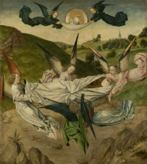 Angelis lifting the Body of St Catherine to Mount Sinai, c1470-1480. Creator: Cologne Master.