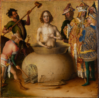 Martyrdom of St John the Evangelist, after 1435. Creator: Stephan Lochner.