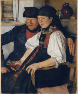 Elderly Farmer and Young Girl ("The Unequal Couple"), 1876-1877. Creator: Wilhelm Maria Hubertus Leibl.