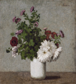 Flower Still Life :Autumn Chrysanthemums in a White Vase, 1889. Creator: Henri Fantin-Latour.