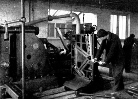 Travelling portion of jig and press, with cycle-frame in position, 1898. Creator: Unknown.
