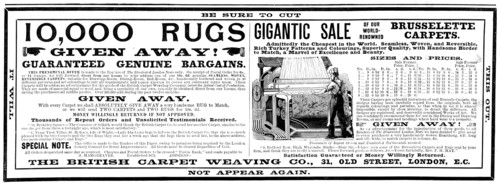 Advertisement for the British Carpet Weaving Co., 1898. Creator: Unknown.