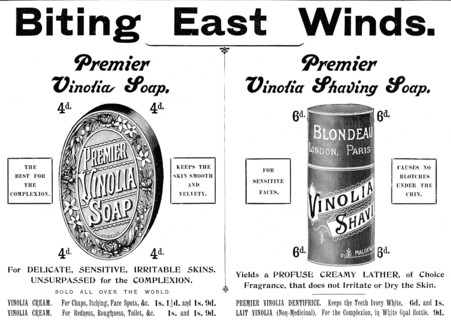 Advertisement for Vinolia soaps, 1898. Creator: Unknown.