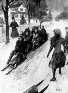 Coasting in New England on double runners, 1898. Creator: Unknown.